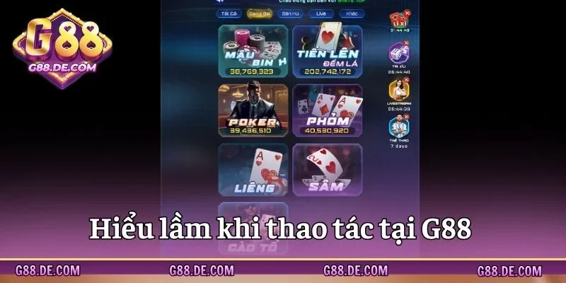 Sự hiểu lầm khi thao tác tại website G88